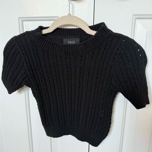 VICI Black Ribbed Knit Crewneck Top